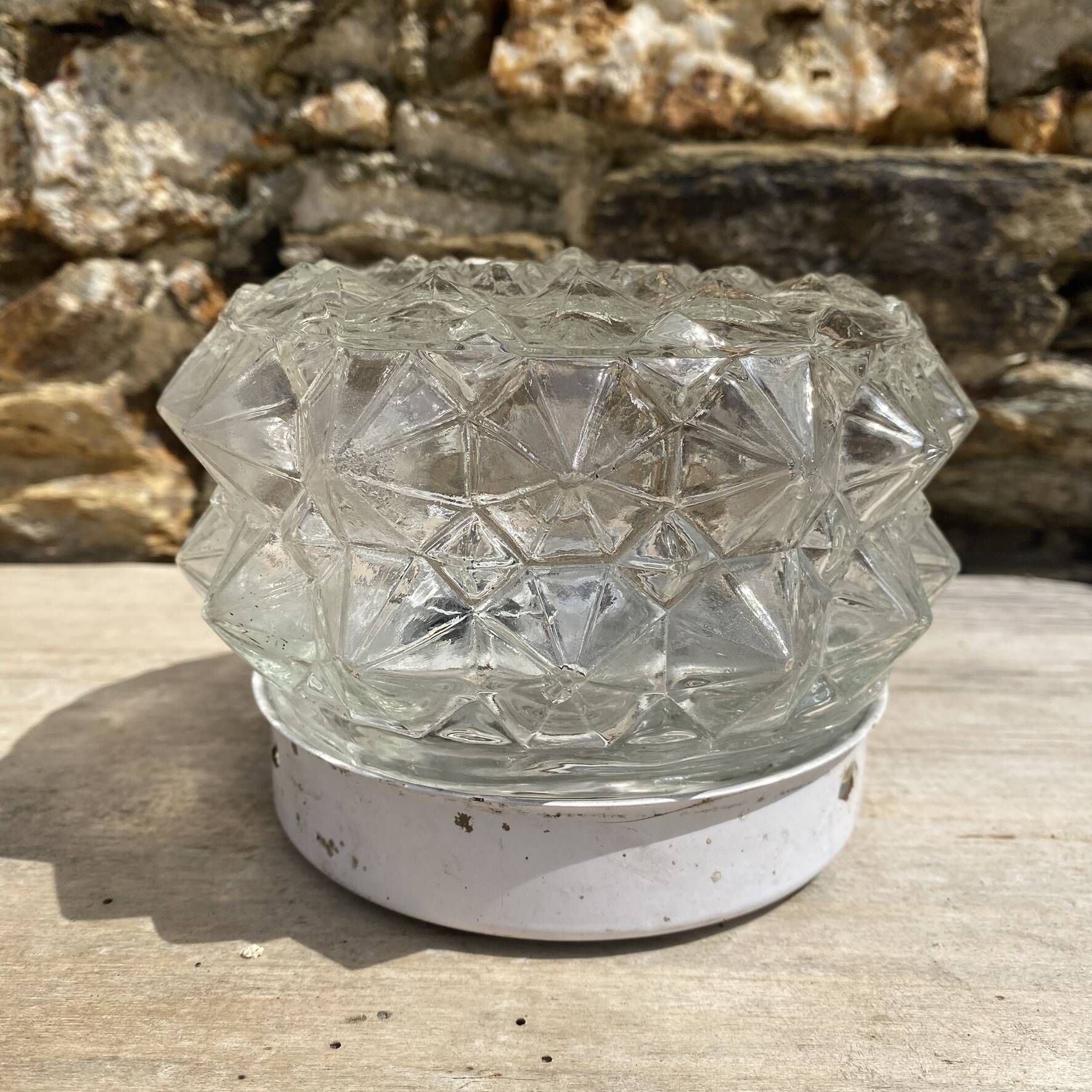 Mini ceiling light in moulded glass, 1970s.