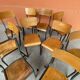10 mismatched school chairs, restaurant, 1960s