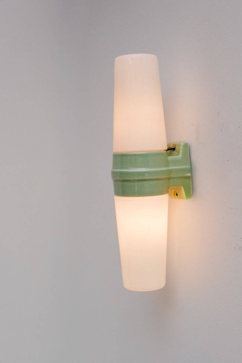 Vintage porcelain bathroom light by Sigvard Bernadotte for Ifö, 1960