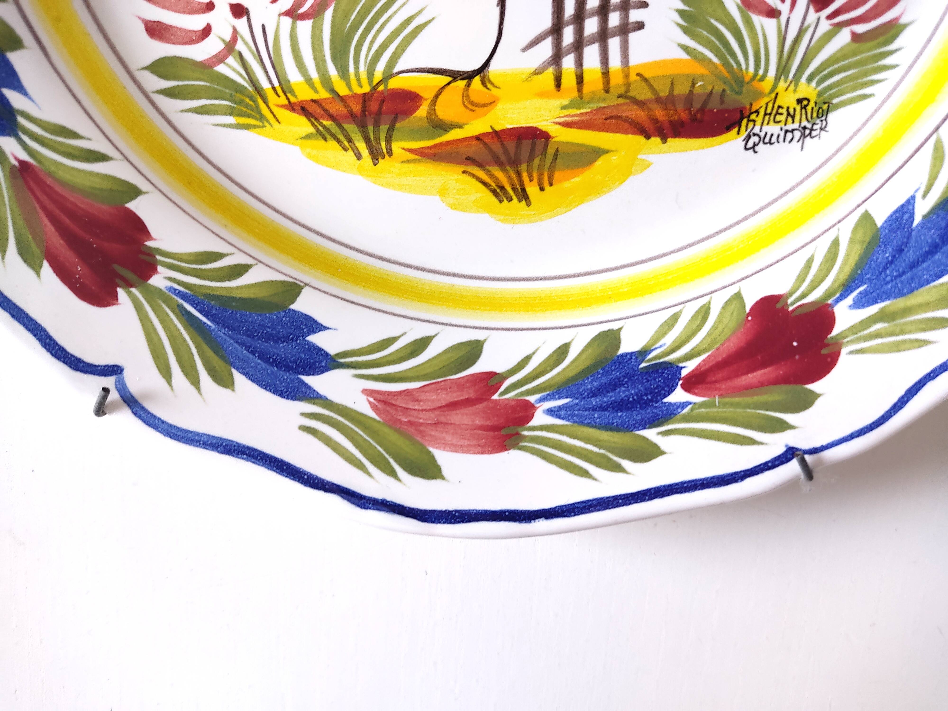 Henriot Quimper plate with rooster