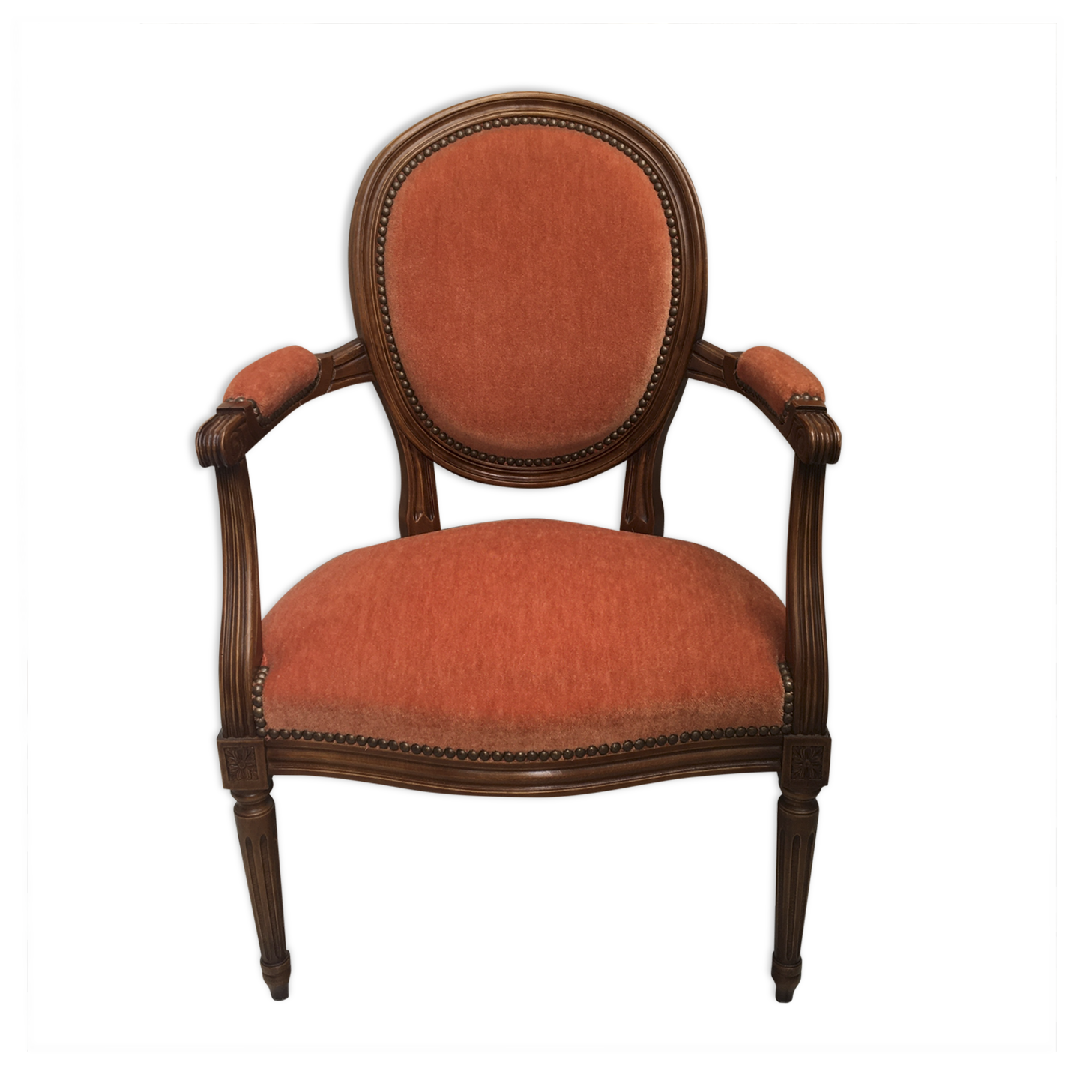 Louis XVI apricot velvet medallion armchair