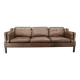 Danish mid-century three-seat brown leather sofa, 1970s