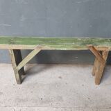 Brocante wooden bench, side table fresh green