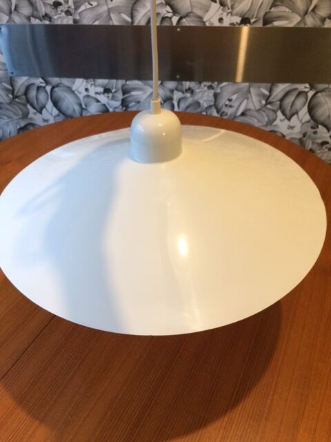 White vintage metal saucer hanging