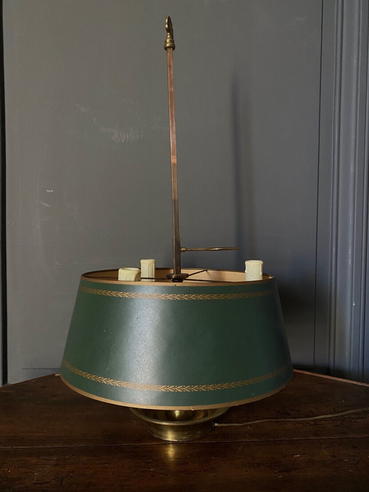 Lamp bouillotte bronze lampshade in sheet style empire mid-twentieth