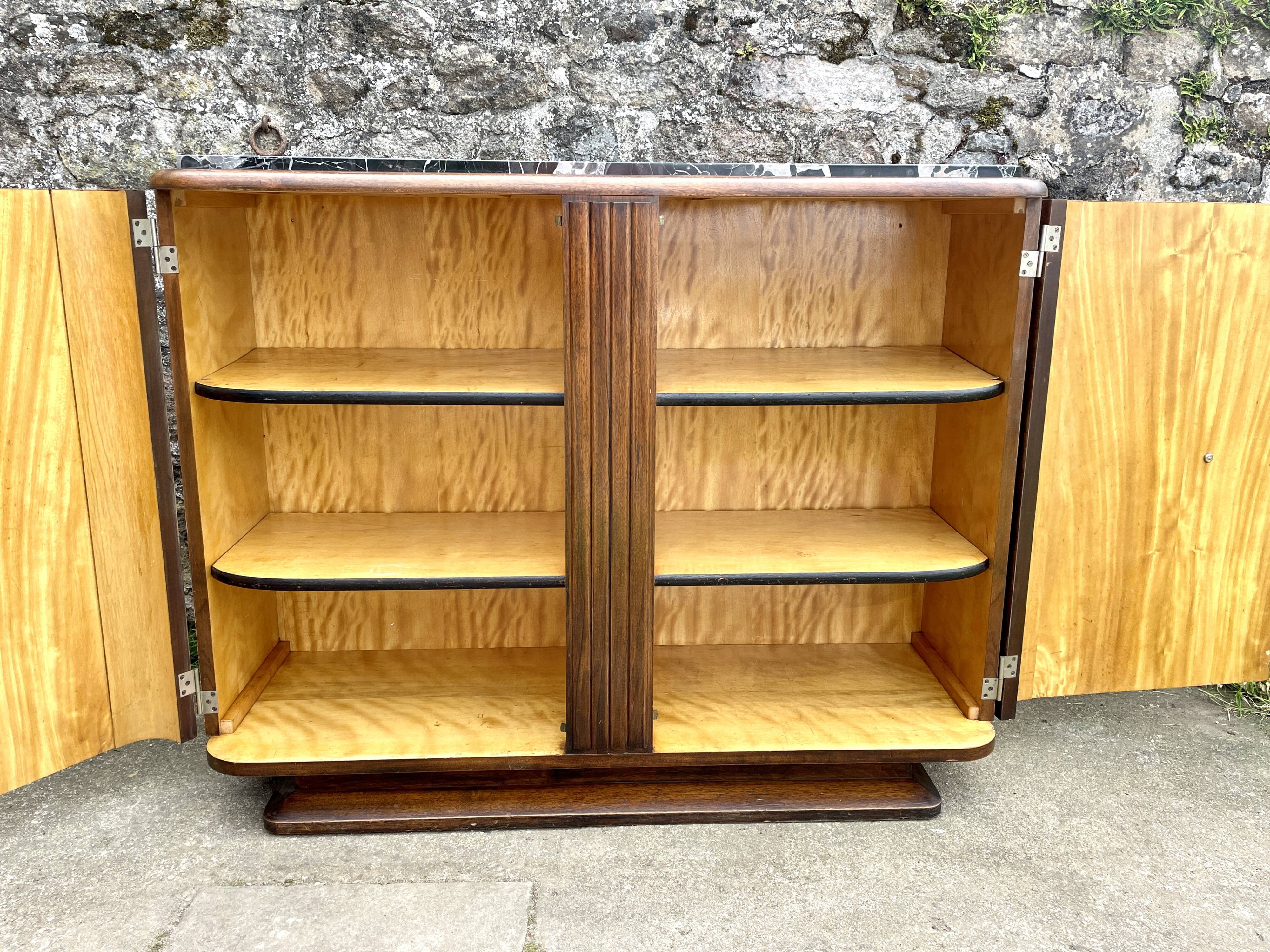 Low sideboard in black marble, Art Deco, 1930s