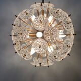Val Saint Lambert crystal sputnik gold chandelier , 1960’s