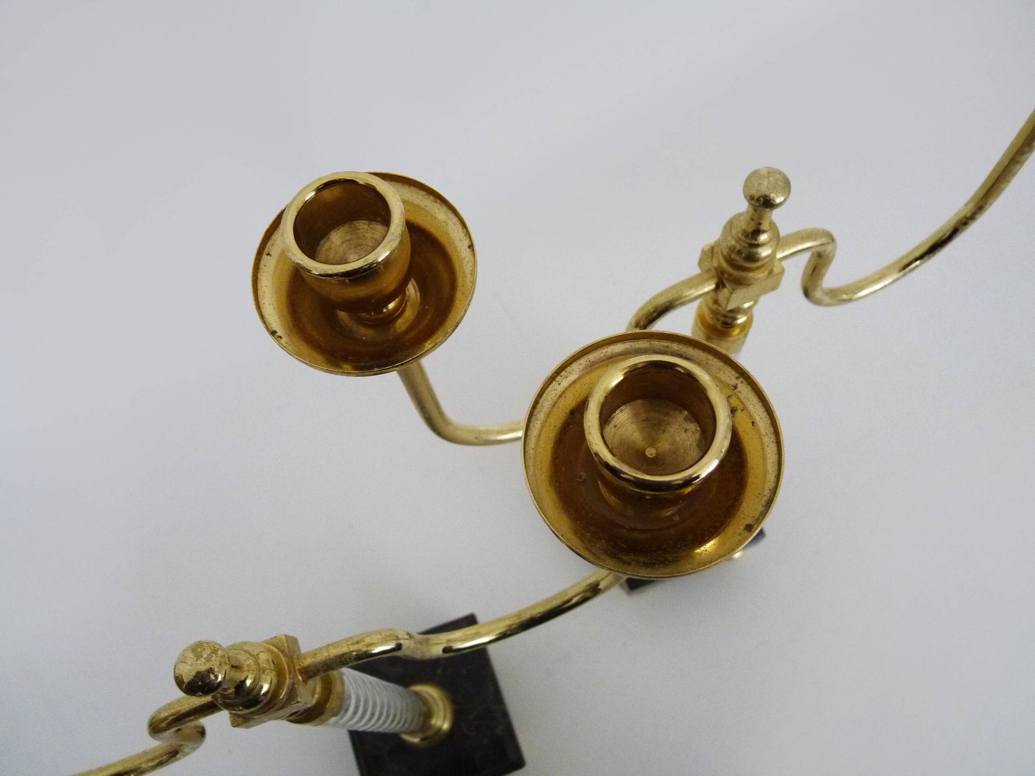 Pair of large candlesticks, Restoration style in brass, black marble, glass. 19th century