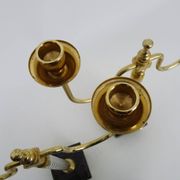 Pair of large candlesticks, Restoration style in brass, black marble, glass. 19th century