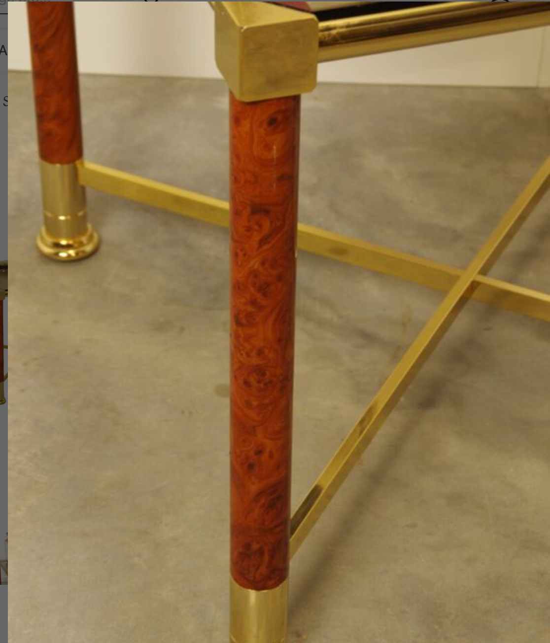 Brass coffee table with glass top