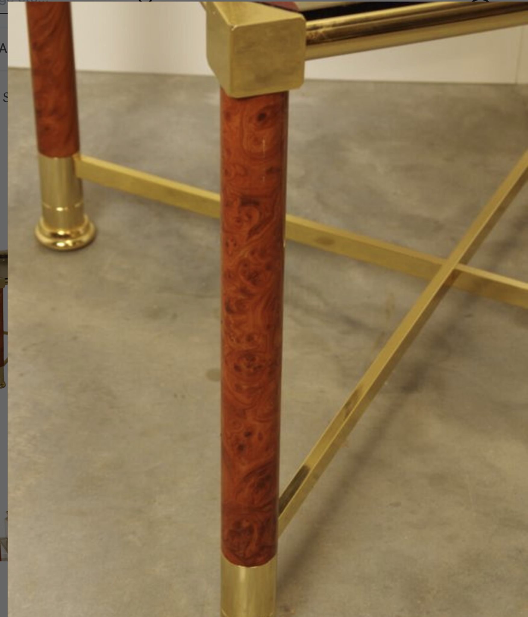 Brass coffee table with glass top