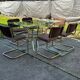 Italian brass dining set with table and chairs, 1970s, set of 7