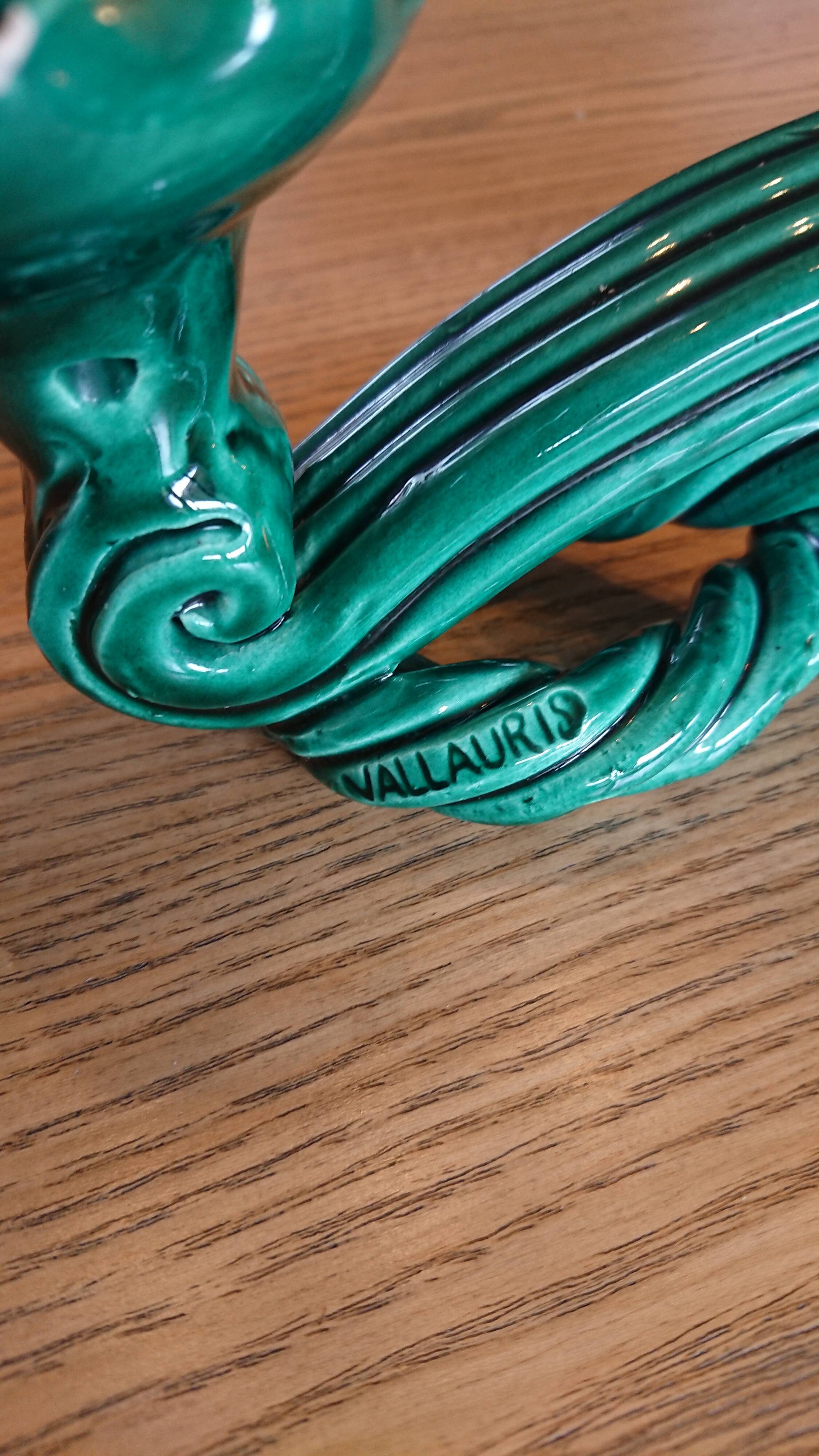 Vallauris 3-light candleholder in green earthenware