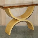 Large console in walnut, satinwood and oak by Andrew Varah.