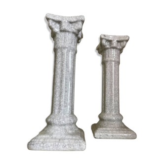 Duo cracked column candle holders