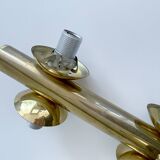 Suspension vintage en verre et laiton, années 1950