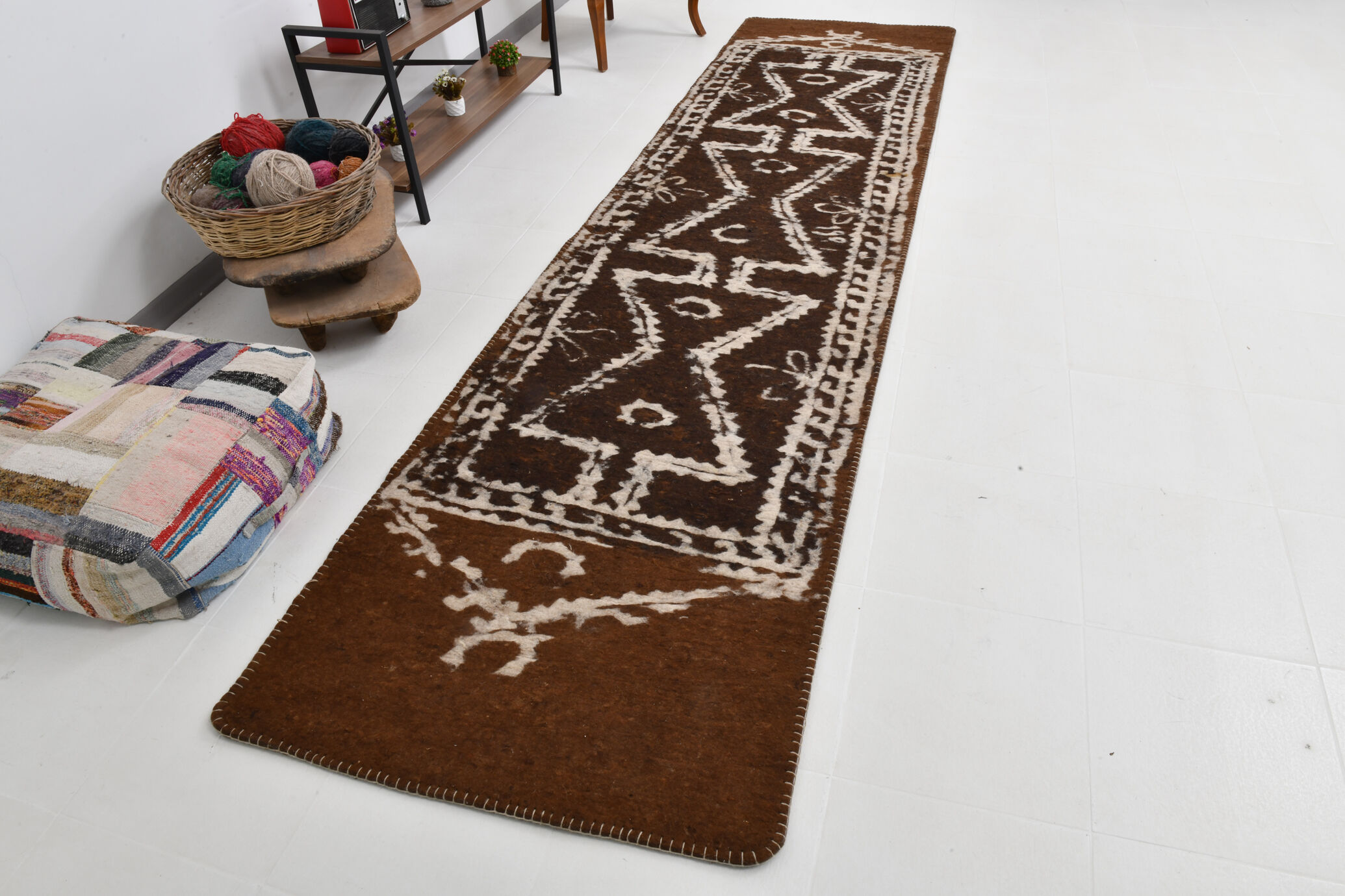 3x13 unique anatolian vintage runner rug,101x398cm