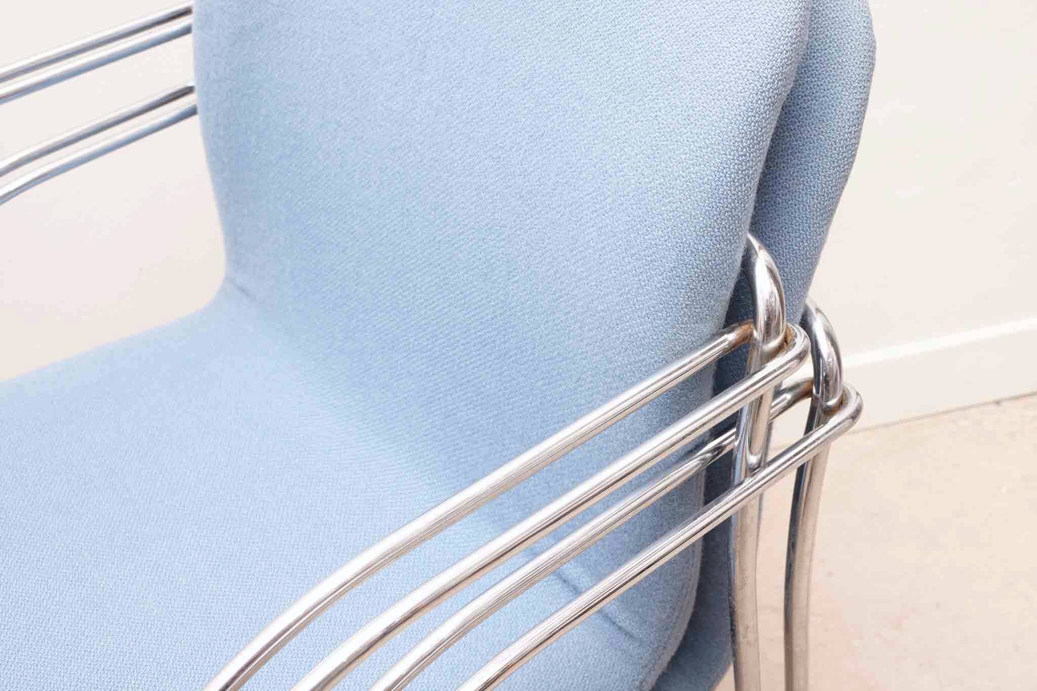 Blue and chrome 'Neon Light' armchair by Alfred Homann
