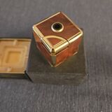 Vintage table lighter "Cube" Royal Bob – Wood Burl & Gold Finish