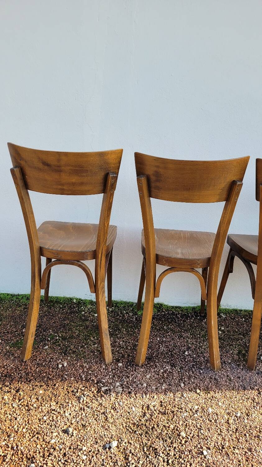 Series of 6 vintage old restaurant bistro chairs - 1950s