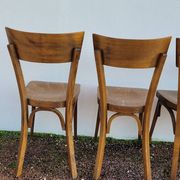 Series of 6 vintage old restaurant bistro chairs - 1950s