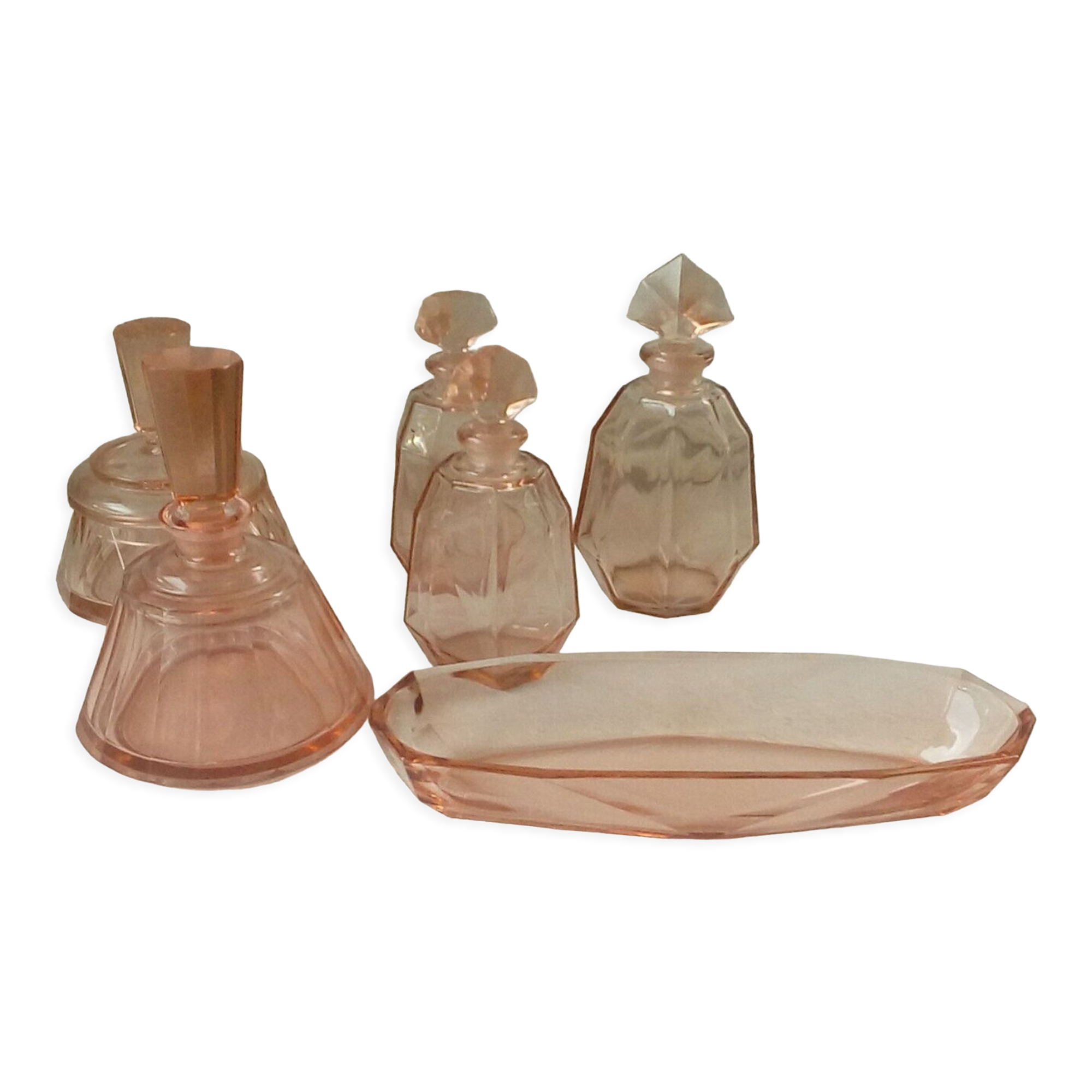 Glass dressing table filling perfume bottles powder box
