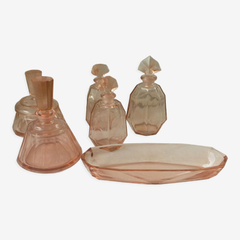 Glass dressing table filling perfume bottles powder box