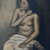 Brown female table signed R. Pauliere