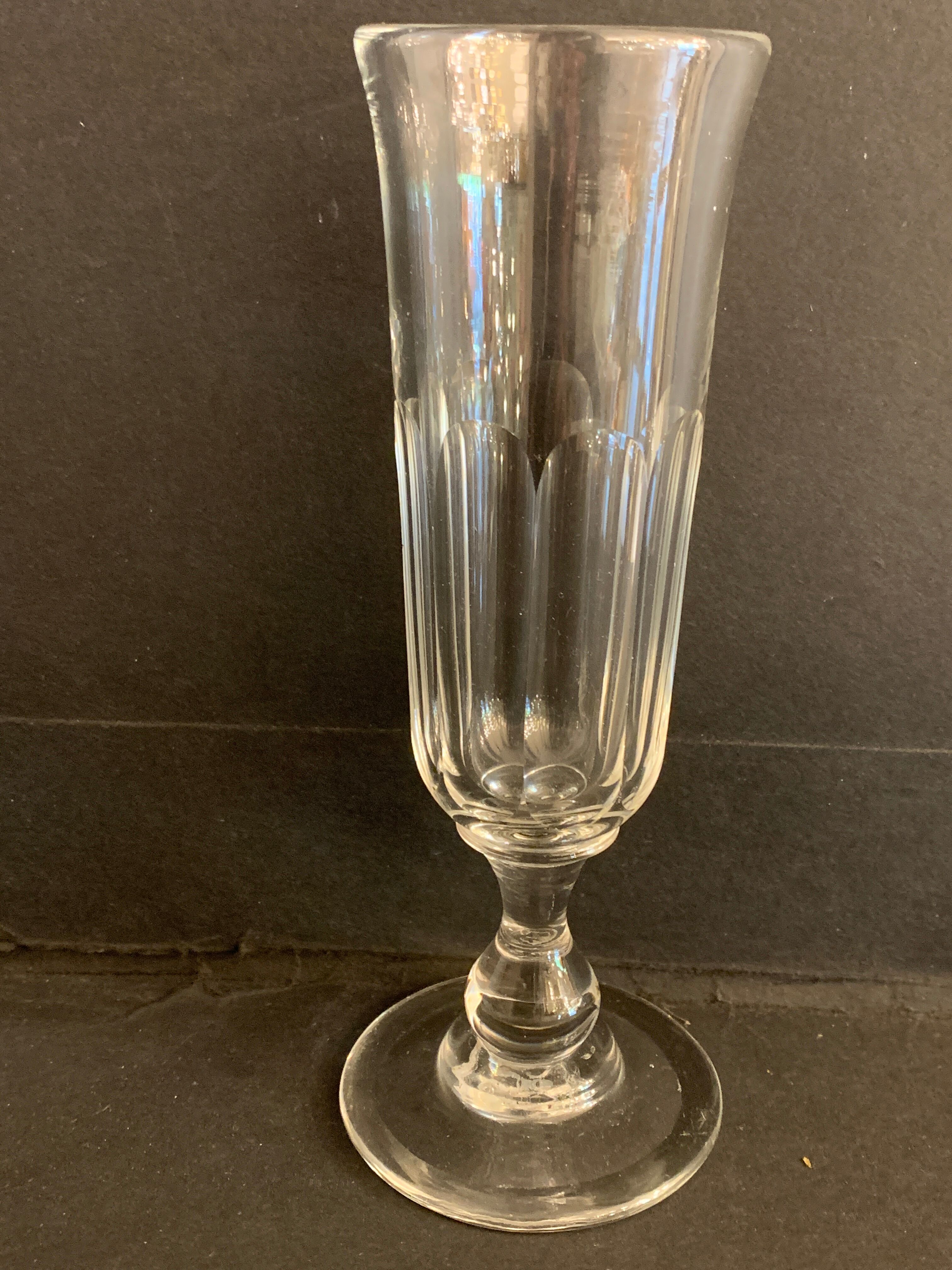 8 antique glass champagne flutes