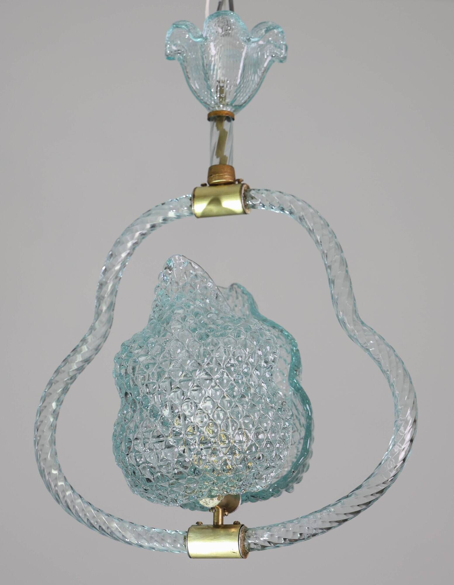 Charming Light Blu Murano Glass Chandelier by Barovier e Toso, 1950s