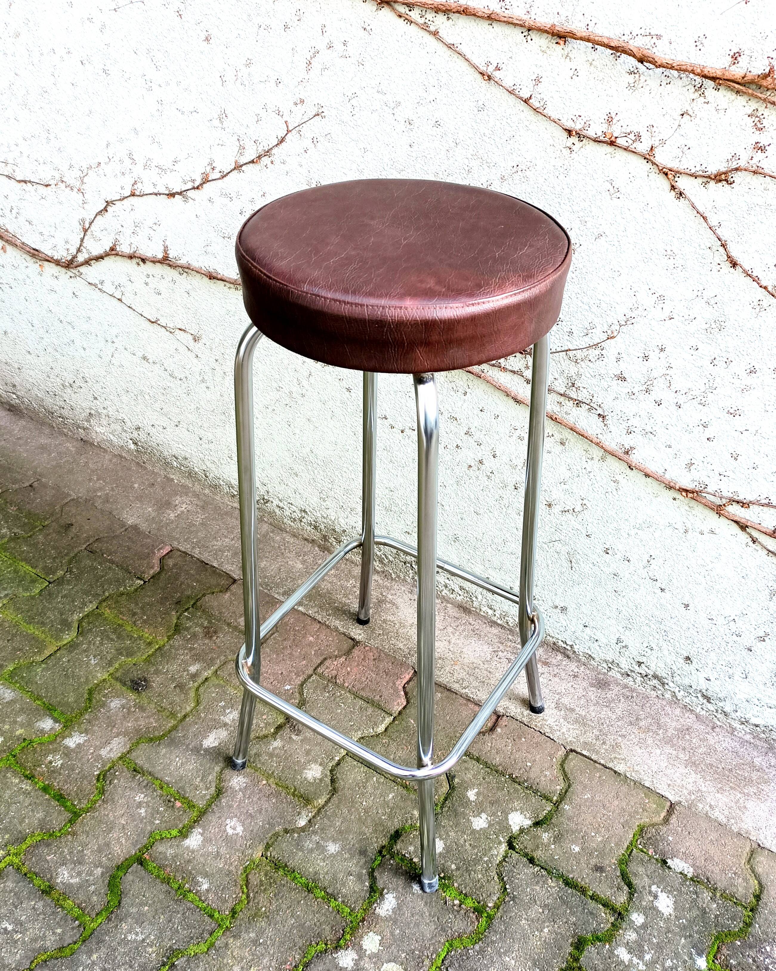 Metal and faux leather bar stool