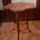 Gueridon table, Art Nouveau tea table in wood with floral decoration, signed Gervaise.