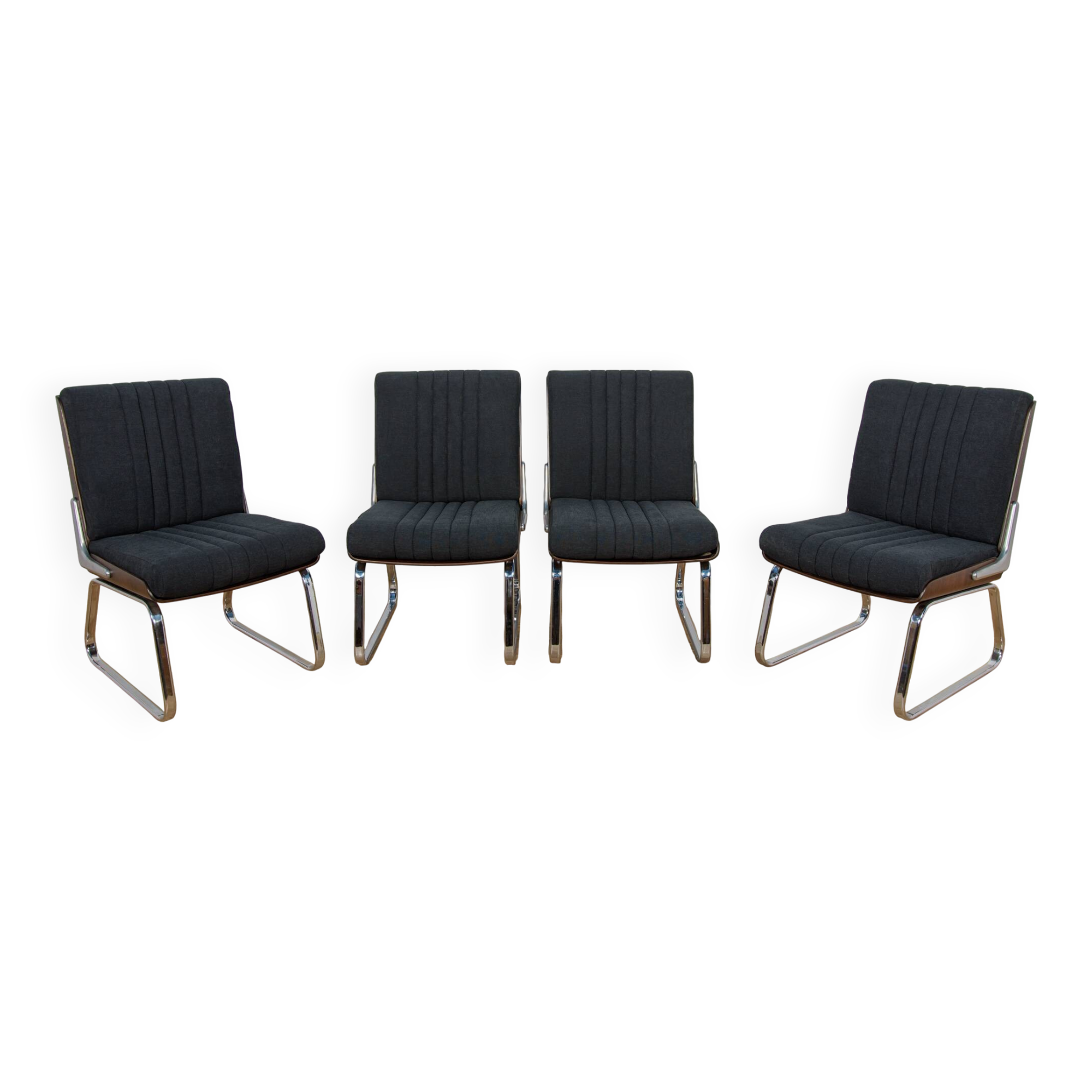 Chrome & Rosewood armchairs, Gordon Russell, United Knigdom, 1970s.