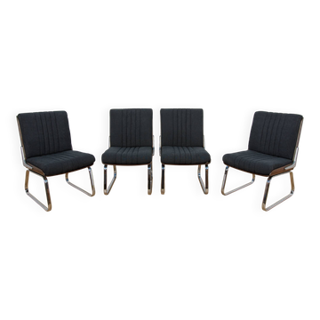 Chrome & Rosewood armchairs, Gordon Russell, United Knigdom, 1970s.