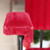 60s design sofa in metal and red velvet