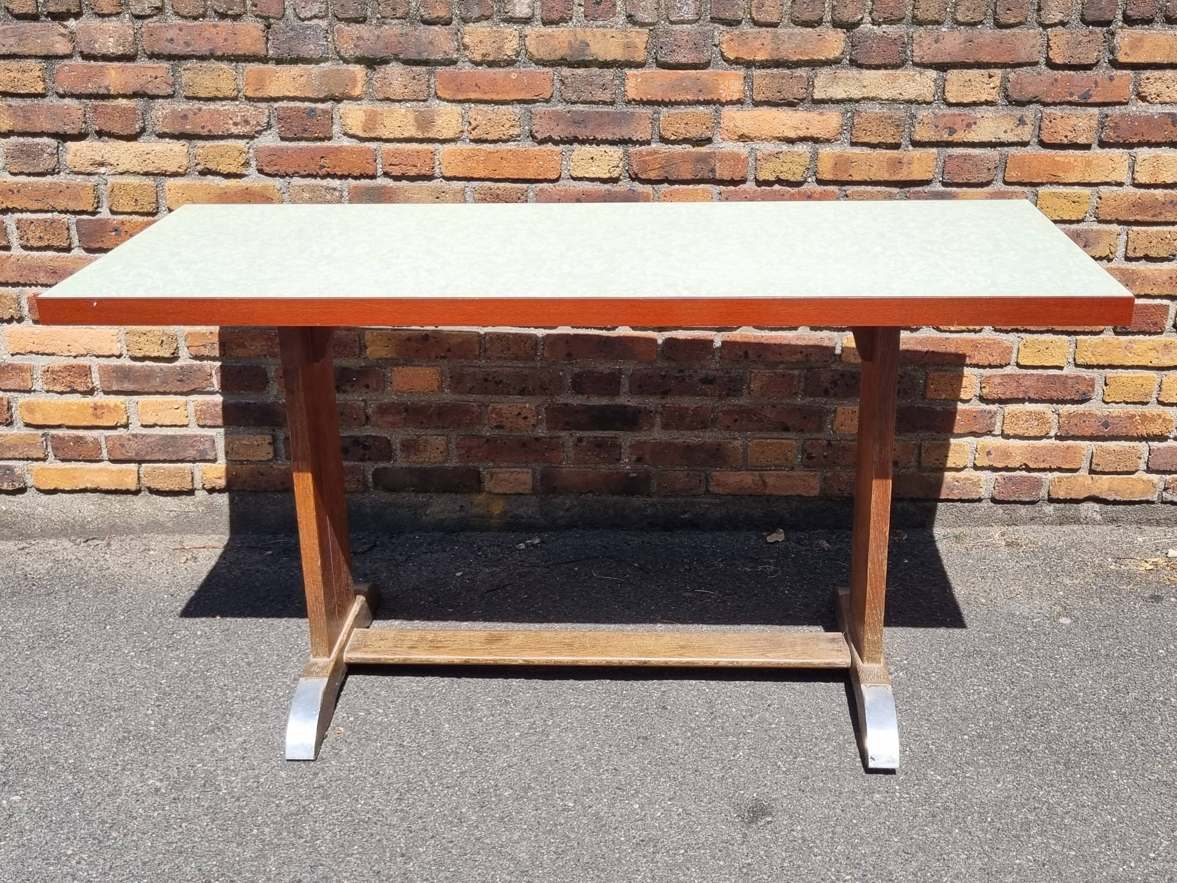 Art Deco dining table in oak with a pearlescent laminate top, 145x60 cm.