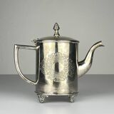 Vintage teapot and tray in solid silver by Royal Sheffield, England, 1950s, Set of 2.