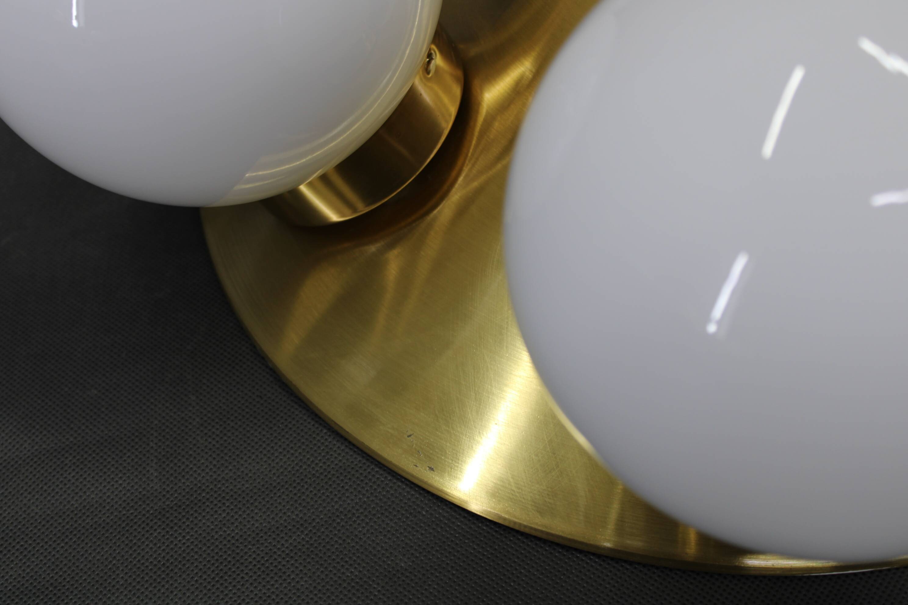 Pair of mid-century brass flush mount lights, 1970s