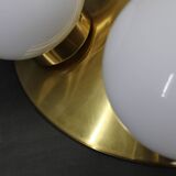 Pair of mid-century brass flush mount lights, 1970s