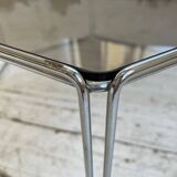 Hexagonal glass and chrome coffee table