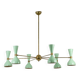 Contemporary 12-light diabolo-shaped radiant chandelier.