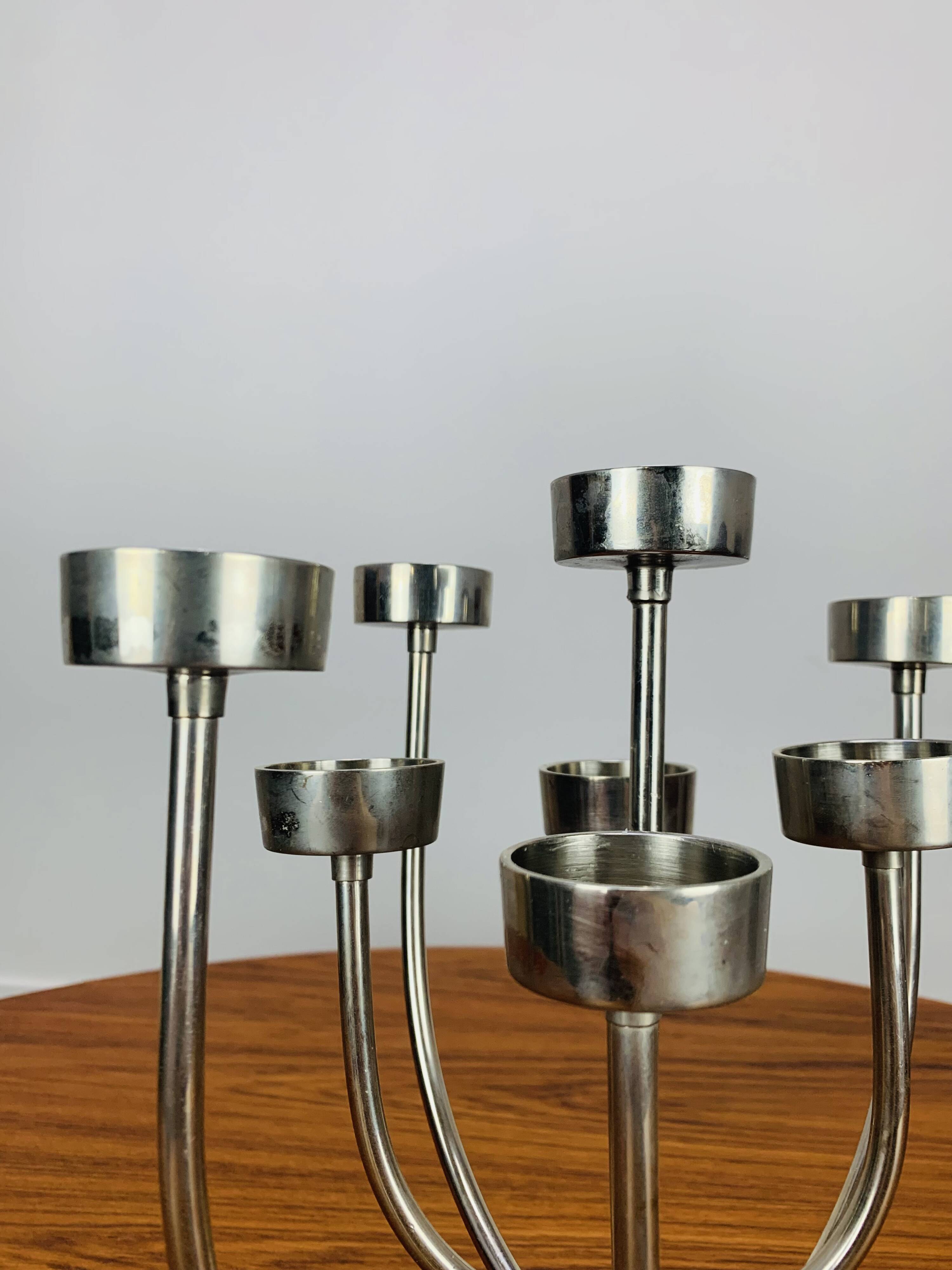 Vintage Habitat chandelier in stainless steel, 9 branches