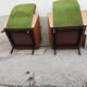 Paire de fauteuils vintage verts et skai marron