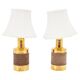 Pair of Bitossi table lamps in gilded ceramic, Italy, 1970.