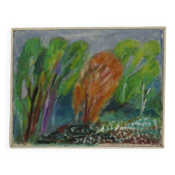 Huile sur toile suédoise "Arbres" par Hernek