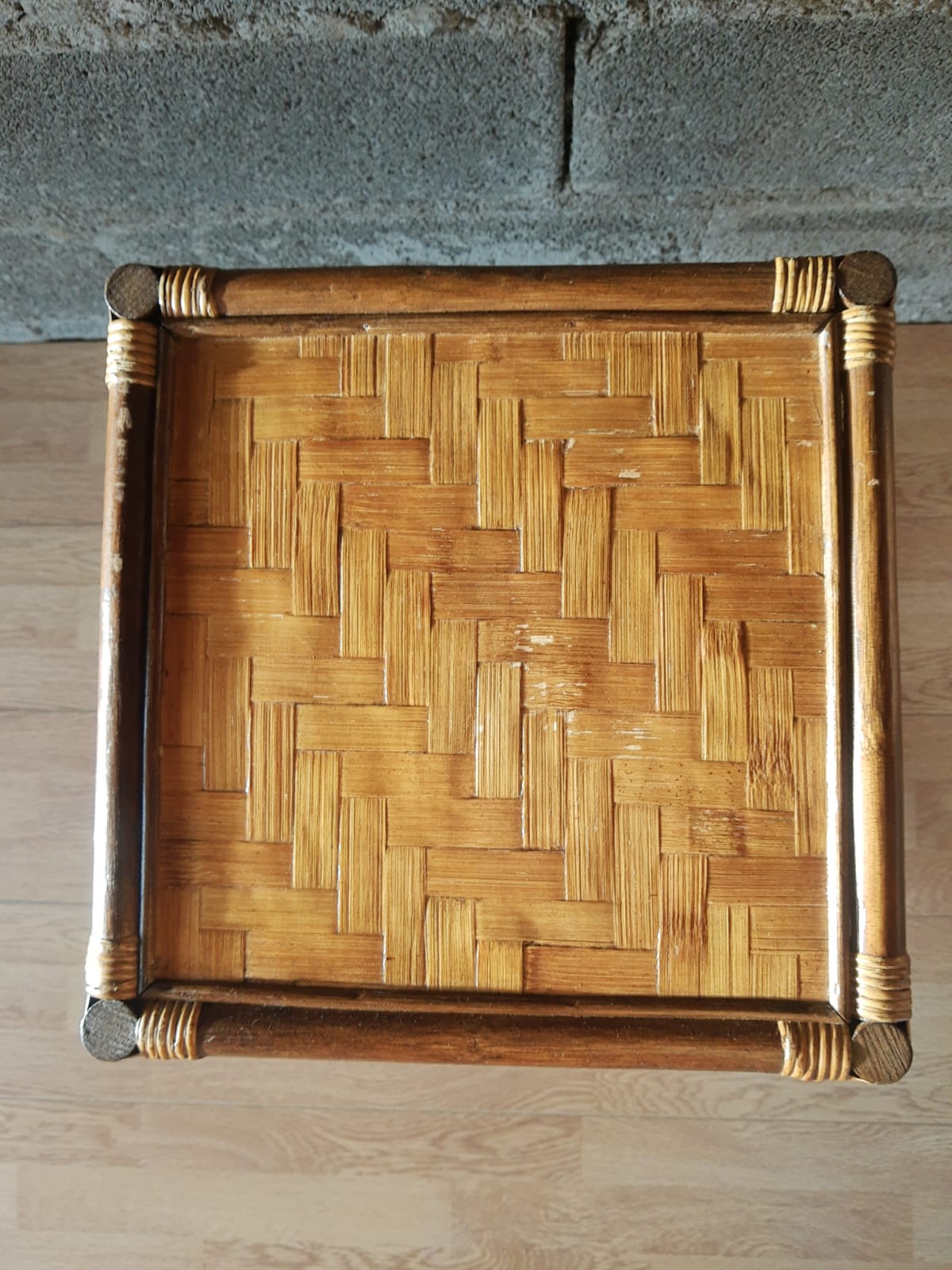 3-tier rattan and bamboo shelf from the 70s vintage