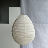 Small Japanese-style natural rattan and linen pendant light in the shape of a drop H40 D35