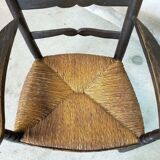 High back straw armchair