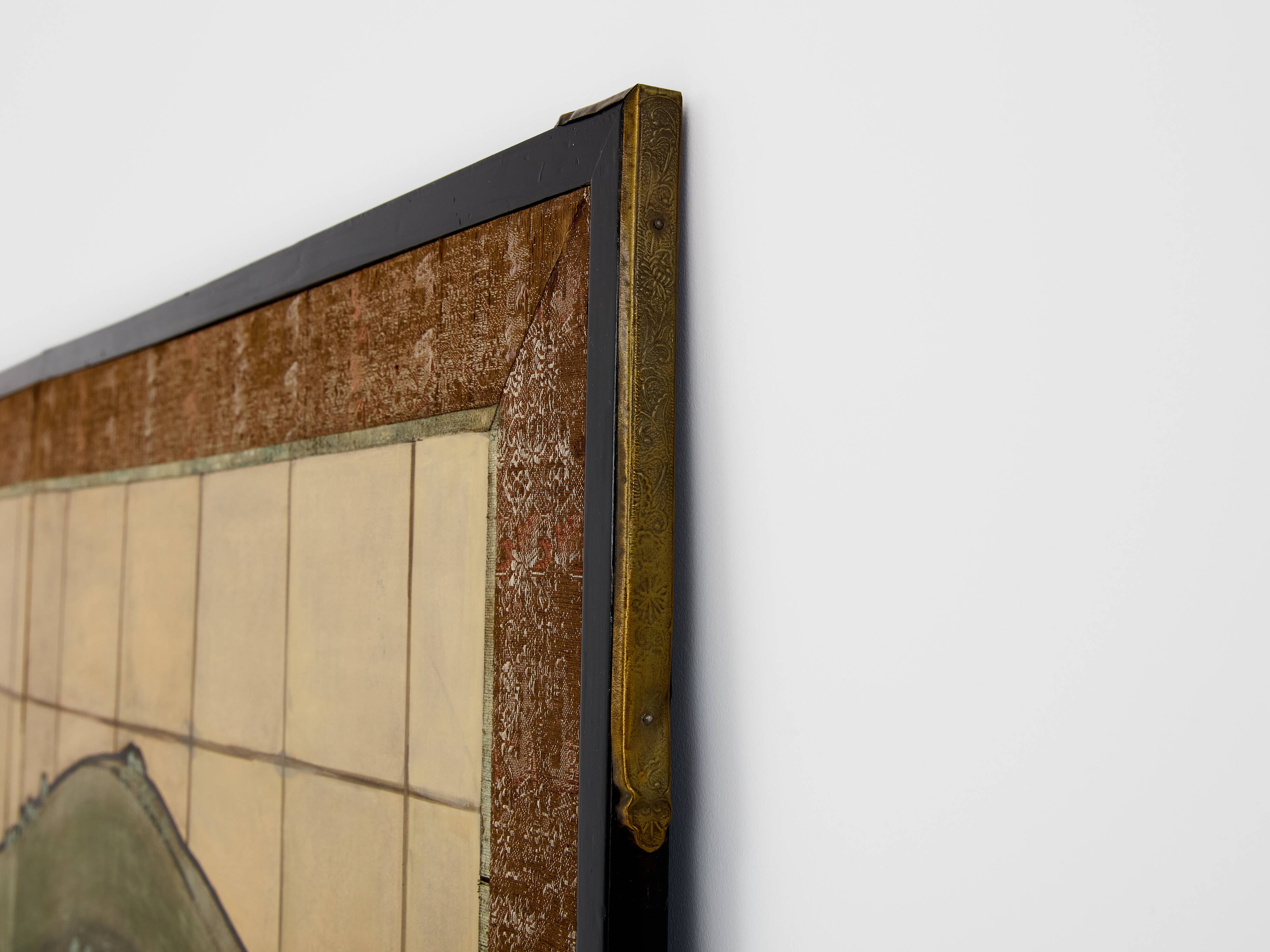 Japanese six-panel Byobu screen on paper, Edo period, 19th century