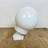 Vintage White Porcelain Wall Light with Milk Glass, 1960s